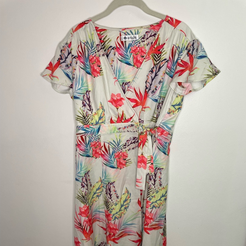 Bollie Tropical Floral Wrap Maxi Dress